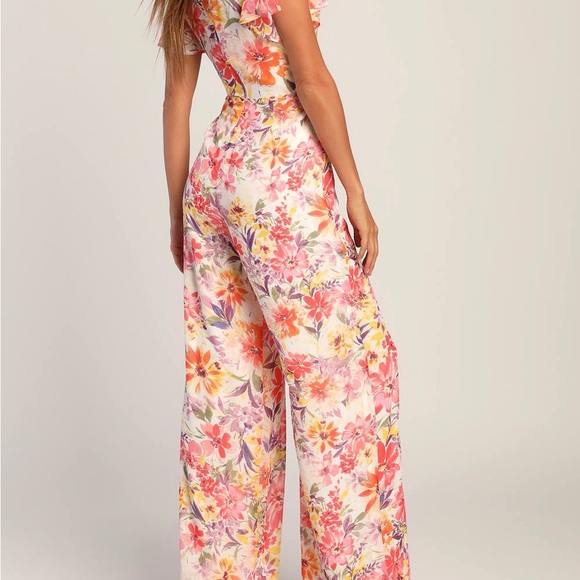Petal Princess Cream Multi Floral Wide-Leg Jumpsuit - Picture 3 of 6